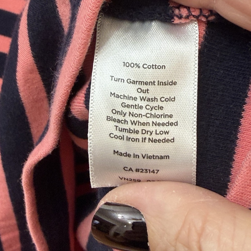 Talbots Dress Navy Pink Striped 100% Cotton Med Pet Classic Preppy - Picture 6 of 10